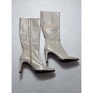 Bellini Boots Womens Size 7 Leather Knee High Heel 3.5" Tall Pointed Toe Boots